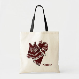 Maroon Custom Cheerleader Canvas Tote Bag