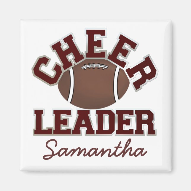 Maroon Custom Football Cheerleader Magnet (Front)