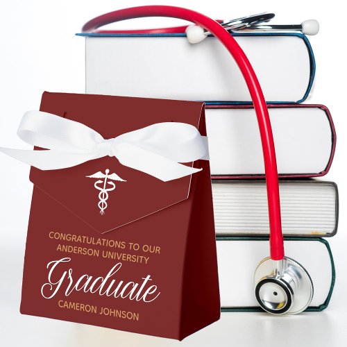 Maroon Custom Medical School Graduation Party Favor Boxes