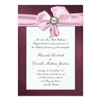 Maroon Damask Wedding Invitation
