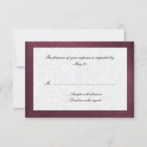 Maroon Damask Wedding Response Card