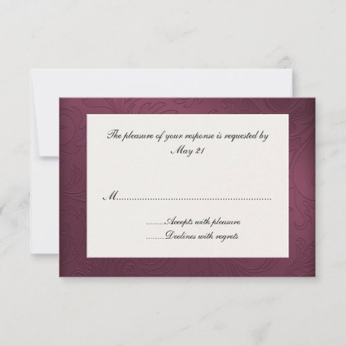 Maroon Damask Wedding Response Card