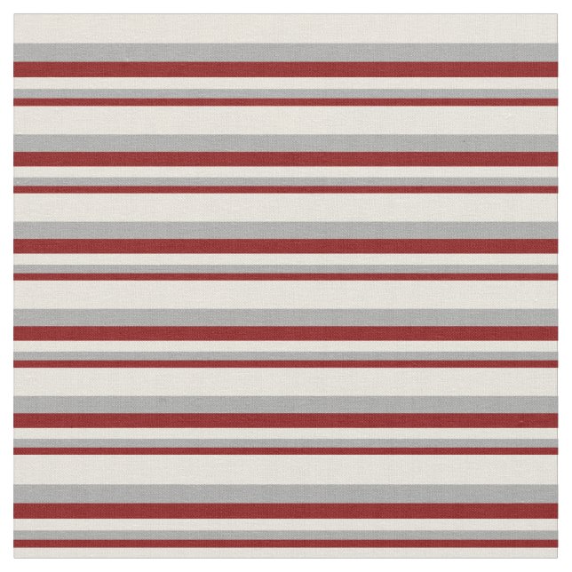 Maroon, Dark Gray & Beige Stripes/Lines Pattern Fabric (Close Up)