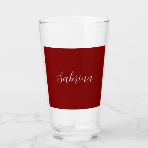 Maroon Dark Red Professional Calligraphy Add Name Glass