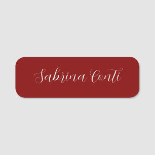 Maroon Dark Red Professional Calligraphy Add Name Name Tag