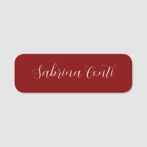 Maroon Dark Red Professional Calligraphy Add Name Name Tag