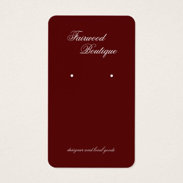 Maroon Deep Red Jewelry Display Card (Front)