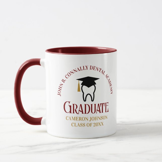 Maroon Dental School Custom Dentist Graduation Mug (Left)