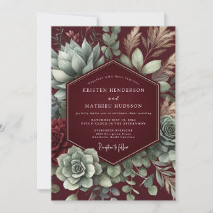Maroon Desert Bloom Wedding Invitation
