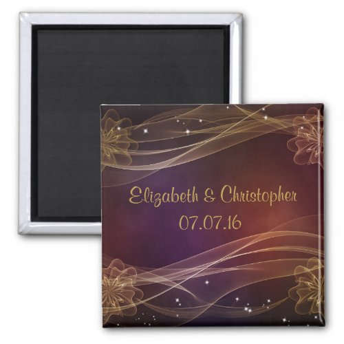 Maroon Design with Wispy Gold Accents Wedding Magnet