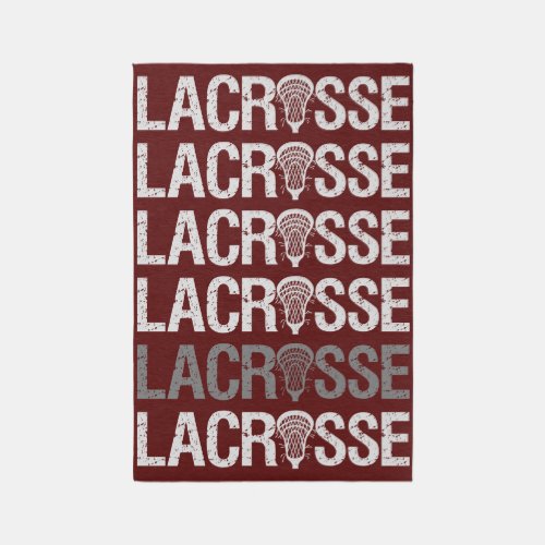 Maroon Distressed Lacrosse Word Rug