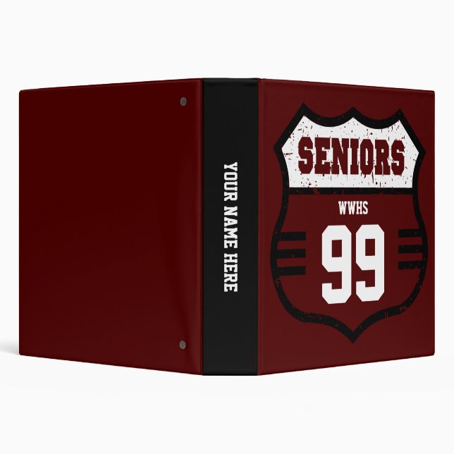Maroon Distressed Seniors Road Sign 3 Ring Binder (Background)