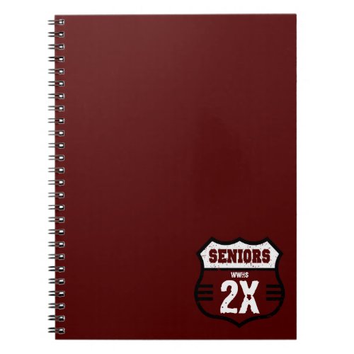 Maroon Distressed Seniors Road Sign Notebook