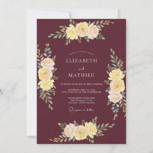 Maroon Elegant Autumnal Wedding Invitation