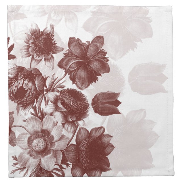 Maroon Elegant Flower Custom Napkins (Front)