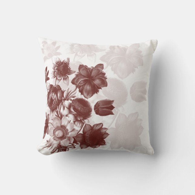 Maroon Elegant Flower Custom Pillows (Front)