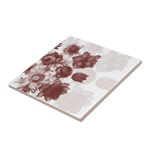 Maroon Elegant Flower Custom Tiles