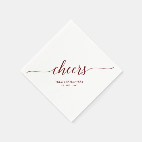 Maroon  Elegant Stylish Lettering Cheers Party Napkins