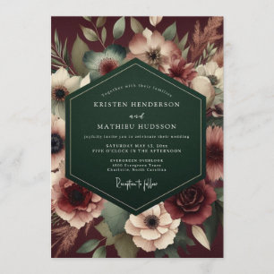 Maroon Emerald Opulent Wedding Invitation