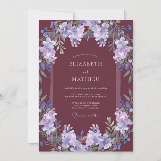 Maroon Enchanting Autumnal Wedding Invitation (Front)