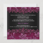 Maroon Faux Glitter & Velvet Floral Sweet Sixteen Invitation (Back)