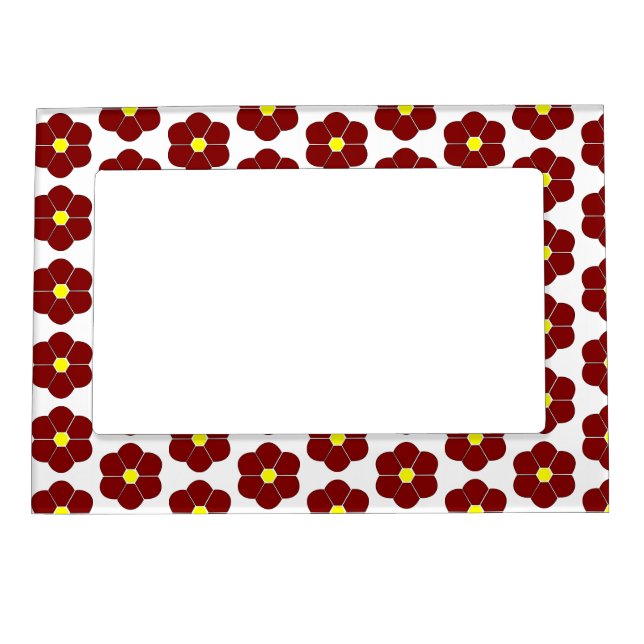 Maroon Flower Design Magnetic Frame (Front)