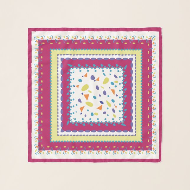 Maroon Flush French Geometric Vibes Scarf (Front (Horizontal))