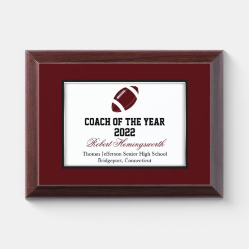 Maroon Football Coach Award Plaque