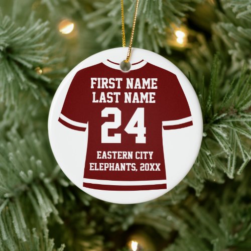 Maroon Football Soccer Hockey Sports Jersey Ceramic Ornament