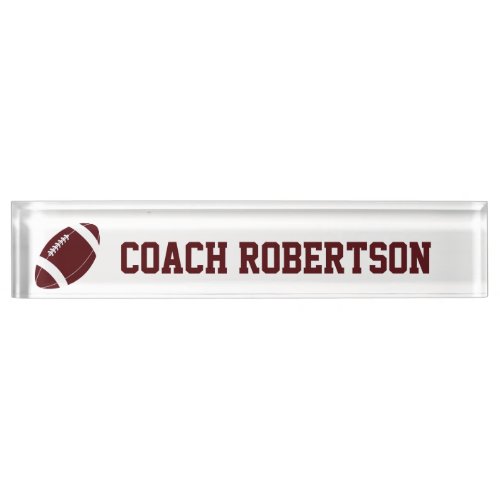 Maroon Football Themed Personalized  Desk Name Plate
