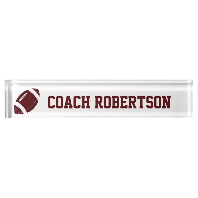 Maroon Football Themed Personalized  Desk Name Plate (Front)