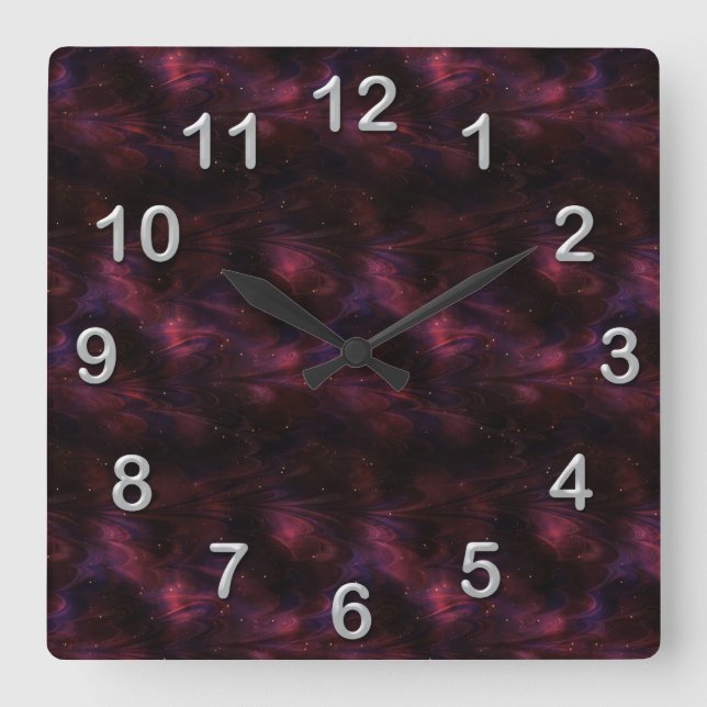Maroon Fractal Wall Clock (Front)