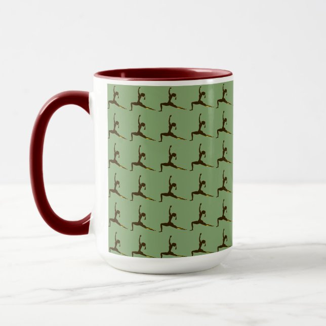 Maroon 'Fun Yoga Designs' Combo Coffee Mug/ Cup (Left)