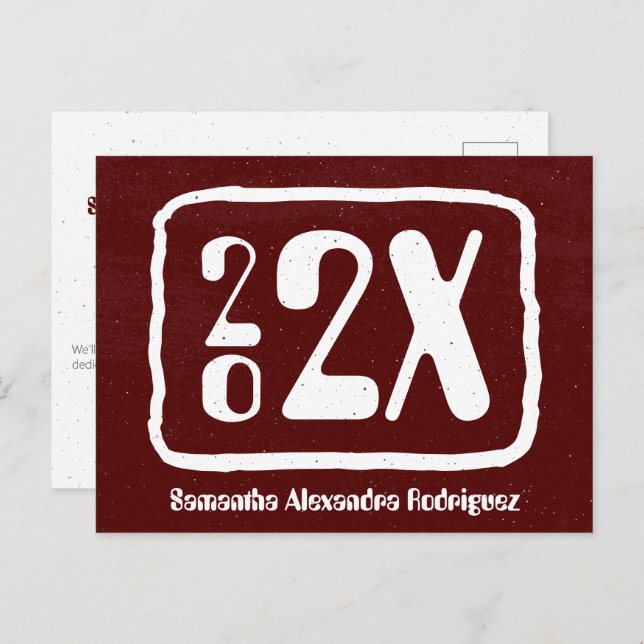 Maroon Funky Class Year Graduation Postcard (Front/Back)