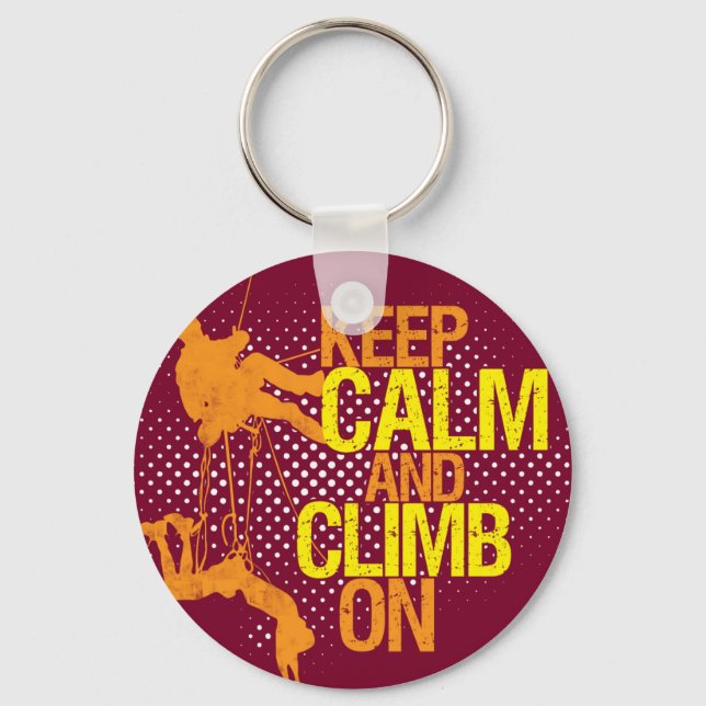 Maroon Funny Keep Calm and Climb On Keychain (Front)