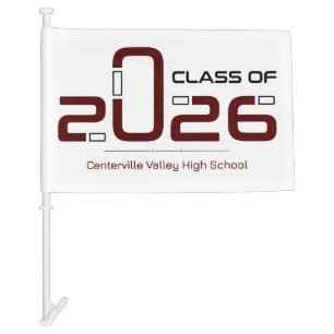 Maroon Futuristic Class of 2026 Car Flag