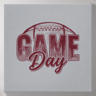 Maroon Game Day Football Touchdown Season Men Canvas Photo Tile