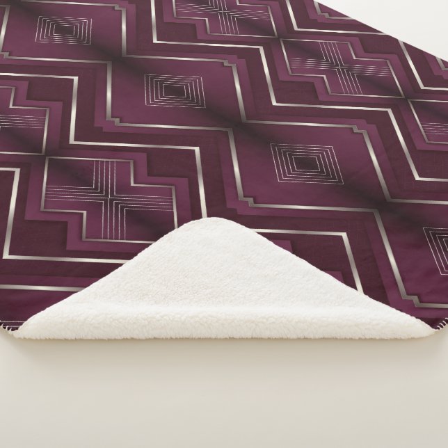 Maroon Geometric Sherpa Blanket (3/4)