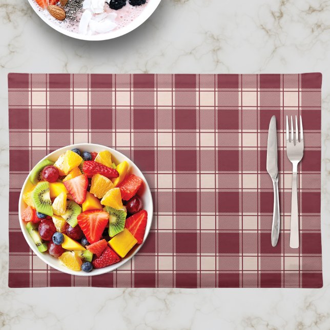  Maroon Gingham Fall Autumn Cloth Placemat (Creator Uploaded)