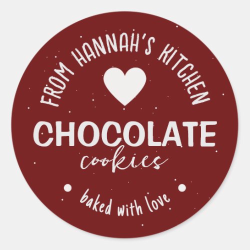 Maroon Glitter Background Baked With Love Classic Round Sticker