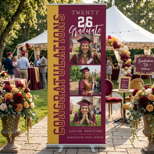 Maroon Gold 2026 Graduate Photo Retractable Welcom Banner