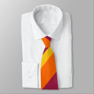 Maroon Gold and Orange Broad Regimental Stripe Neck Tie