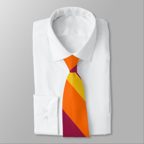 Maroon Gold and Orange Broad University Stripe Tie