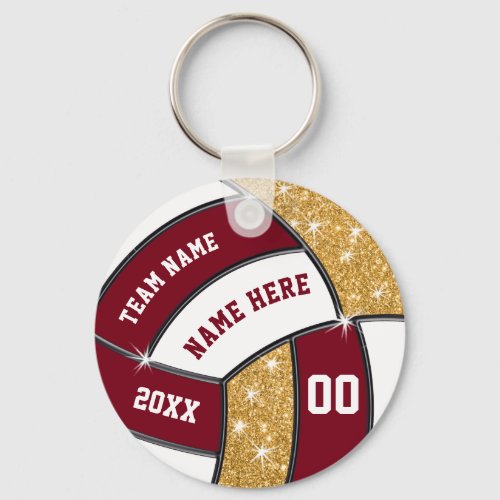 Maroon Gold and White Cheap Volleyball Souvenirs Keychain