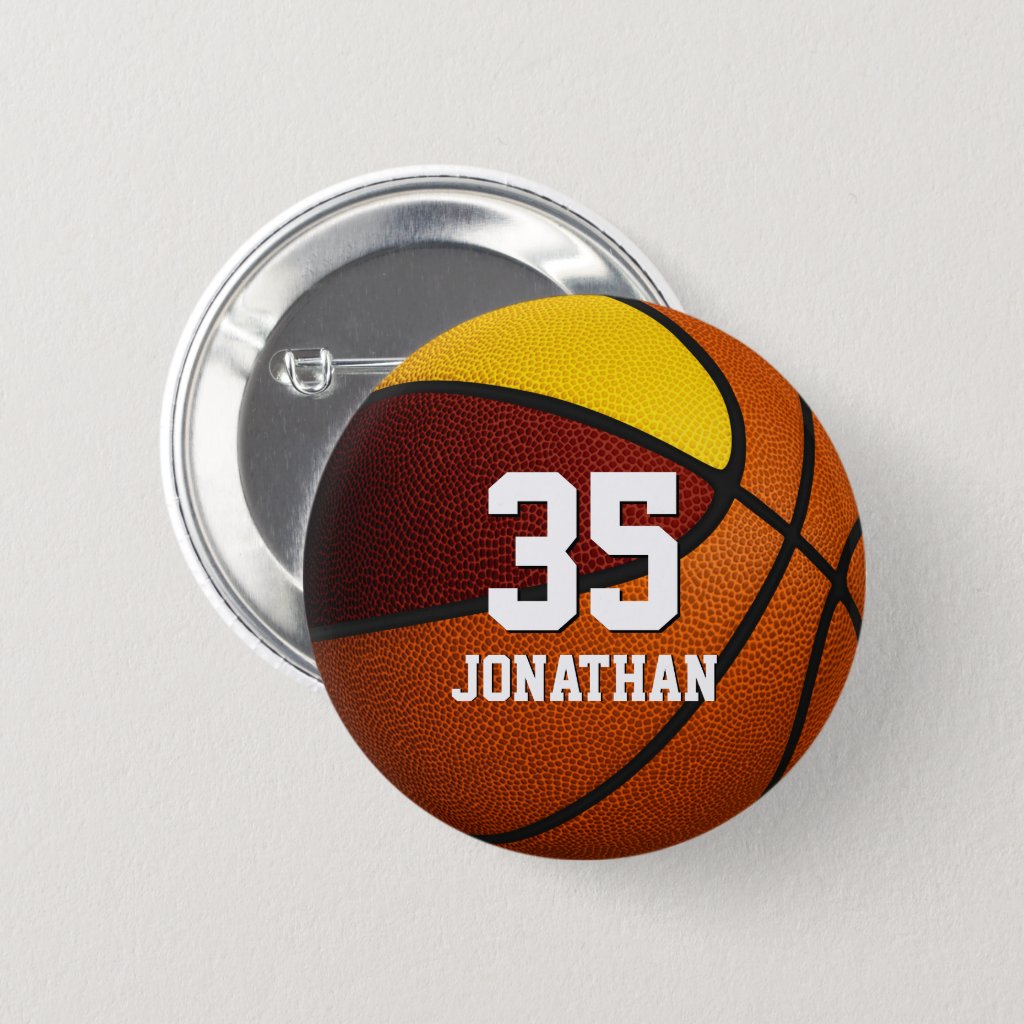 Maroon gold basketball kids team colors gifts pinback button