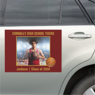Maroon Gold Basketball Player Photo Large Car Magnet