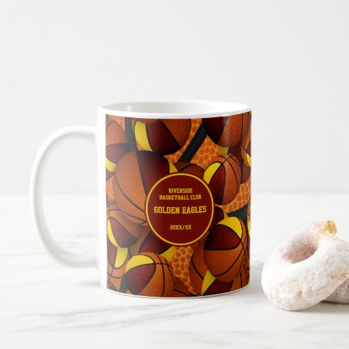 Maroon gold basketball team colors coach name coffee mug