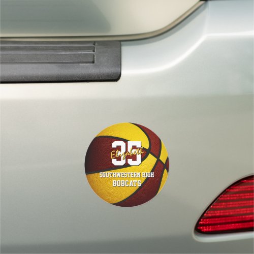 maroon gold basketball team colors gifts 5 inch car magnet