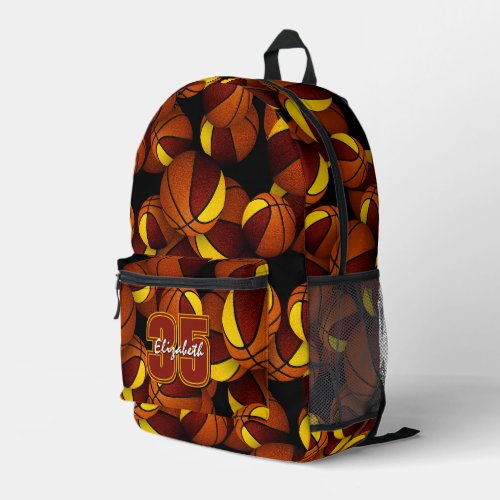 maroon gold team colors w kids name basketball backpack