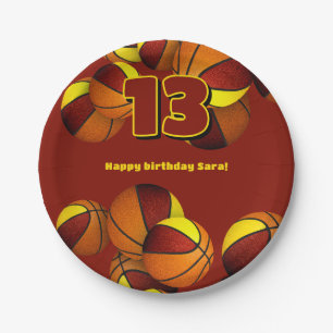 maroon gold basketballs girls boys sports party paper plates
